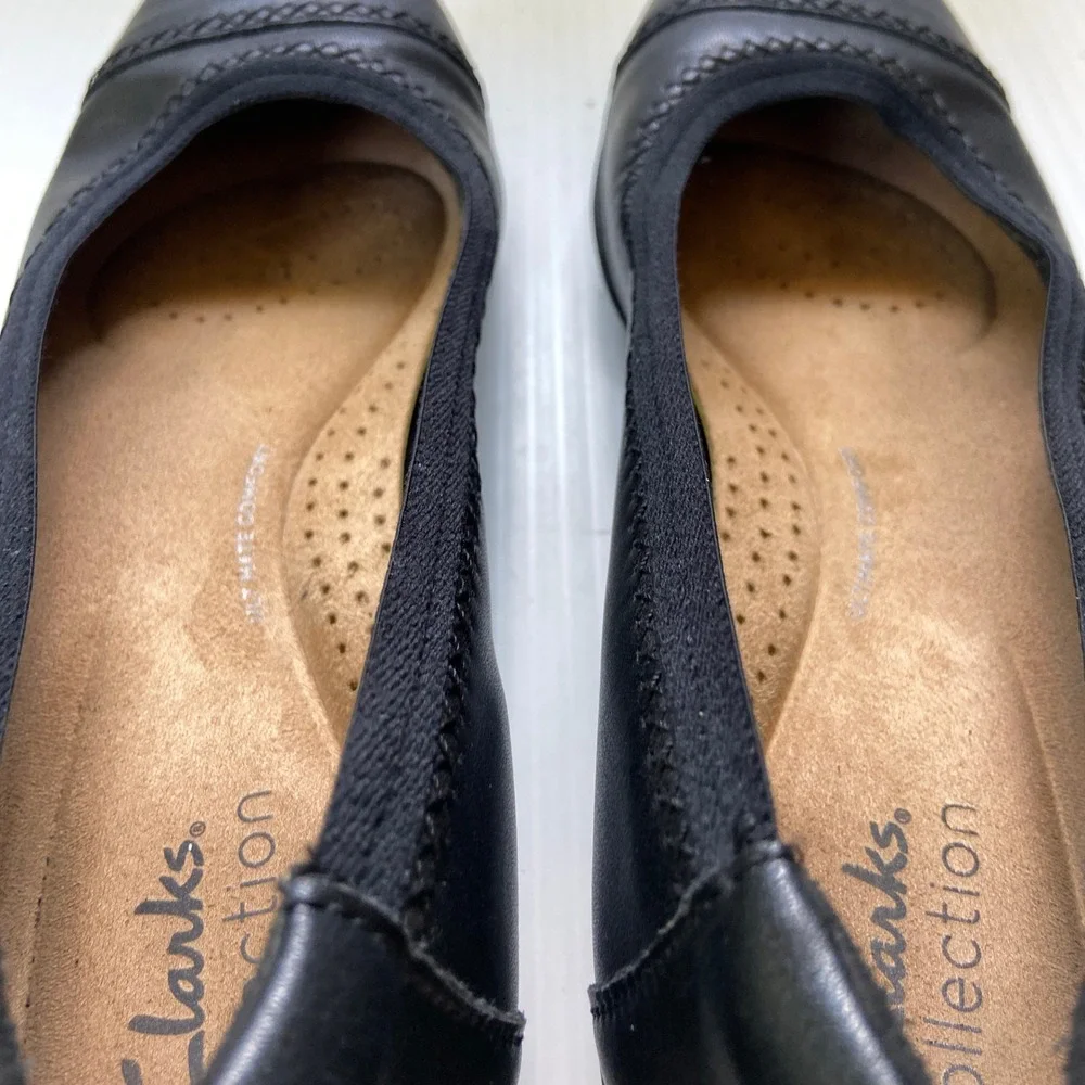 Clarks Sara Bay Ballet Flats Black Leather Womens 9M